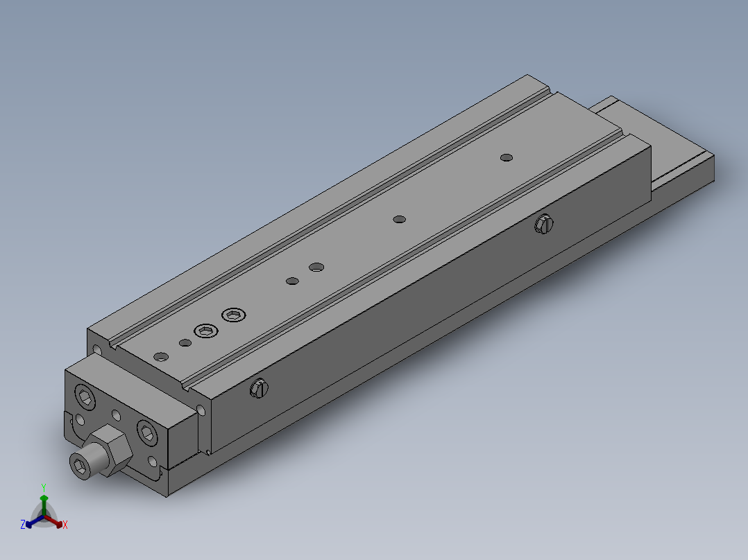 MXQ20 气动滑台（循环式直线导轨）双缸型[MXQ20A-150-ZC3]正等轴测图