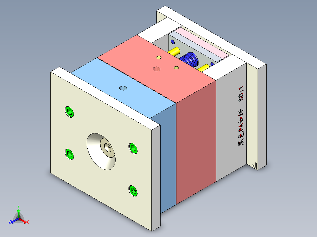 花洒塞头（内置推板）正等轴测图