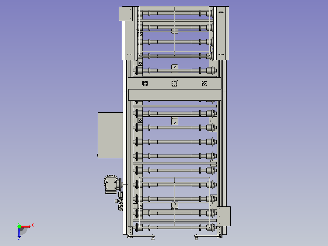 升降门滚筒线传送装置俯视图