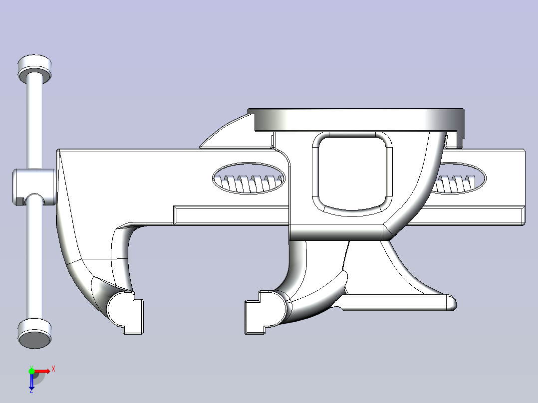 一款台虎钳3D数模俯视图