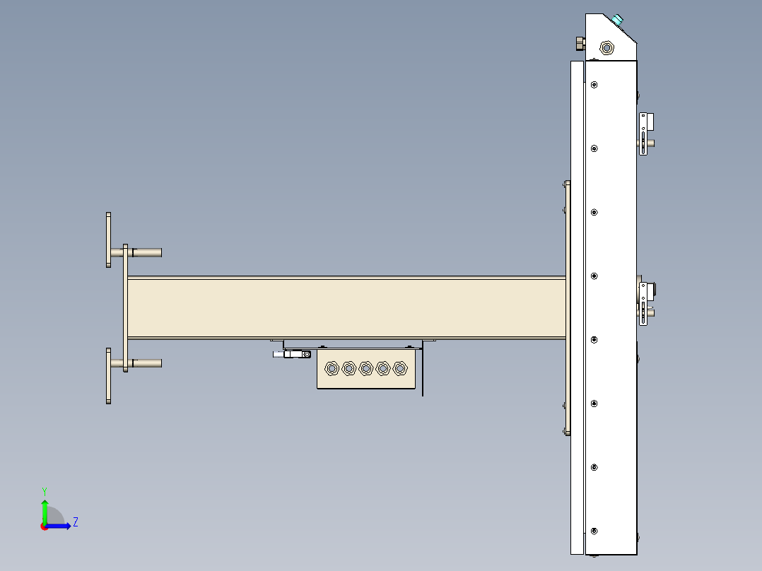 单工位滑台3D数模图纸 x_t格式左视图