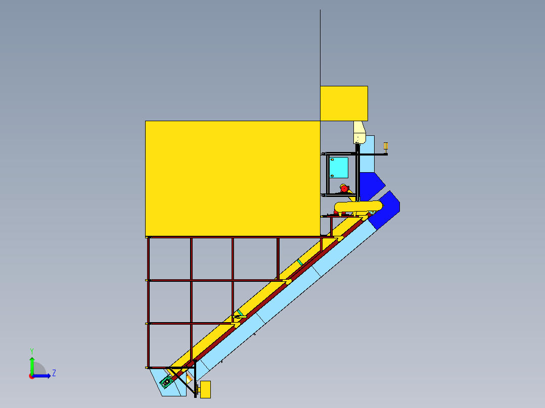爬坡输送机3D模型左视图