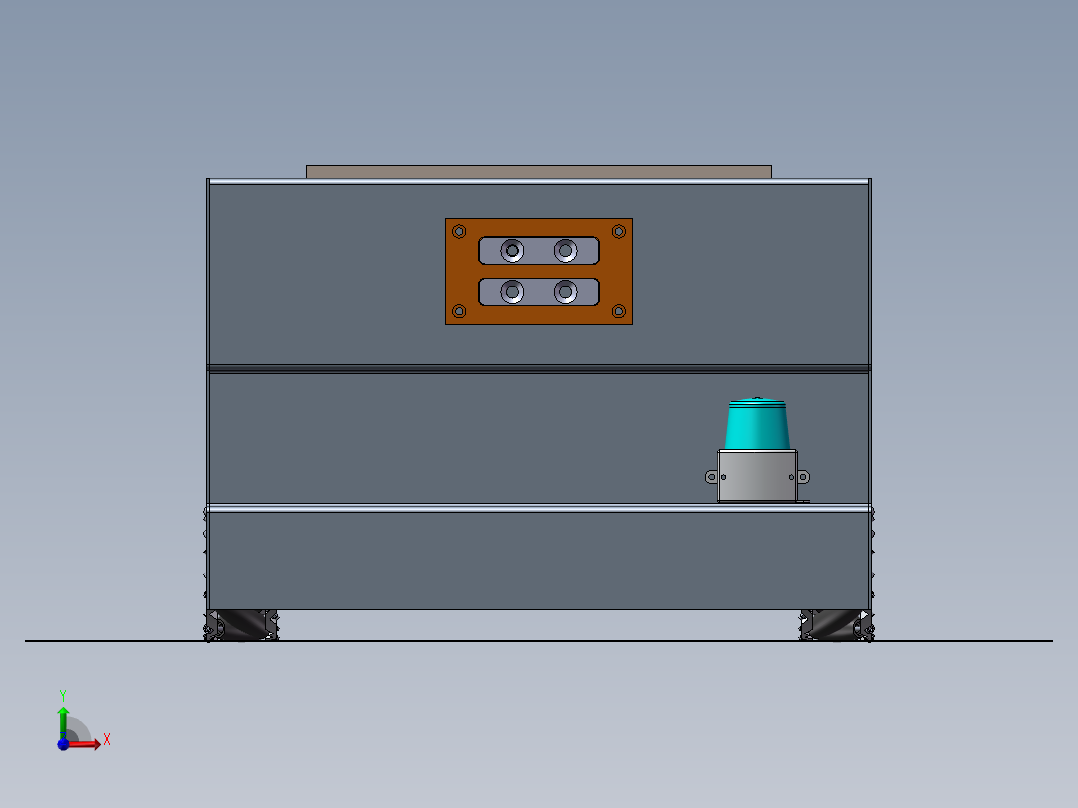 全向移动四驱agv小车 仓储物流导航自动引导小车3D图纸前视图