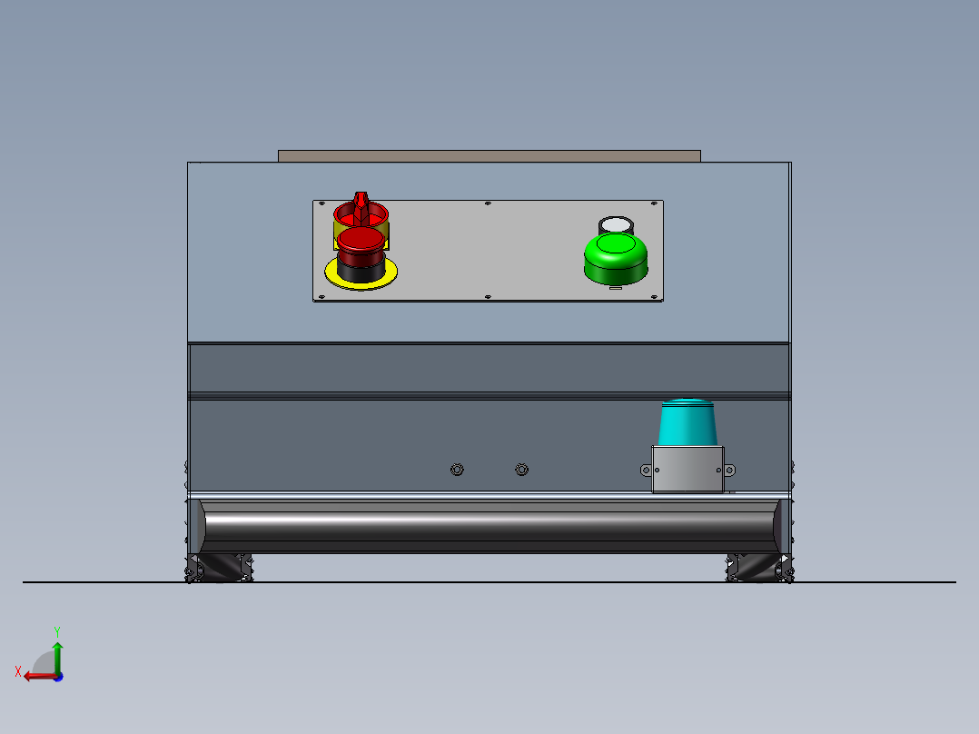 全向移动四驱agv小车 仓储物流导航自动引导小车3D图纸后视图