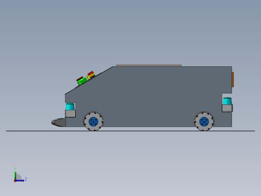 全向移动四驱agv小车 仓储物流导航自动引导小车3D图纸左视缩略图