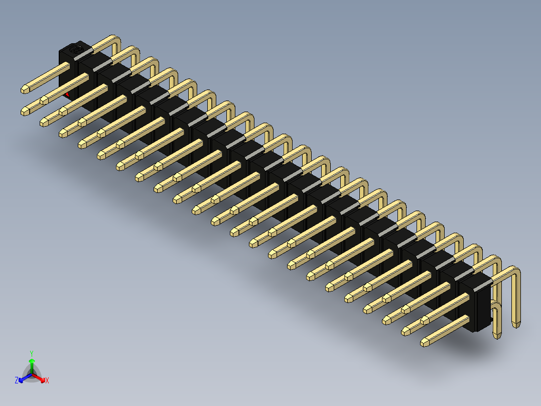 彩色公排针 100mil 2.54mm 系列-DS1022_black_2x22p_100mil_TypeD_rev1.0主视图