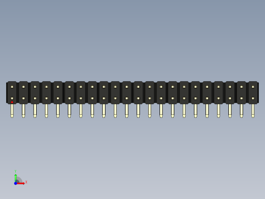 彩色公排针 100mil 2.54mm 系列-DS1022_black_2x22p_100mil_TypeD_rev1.0前视缩略图