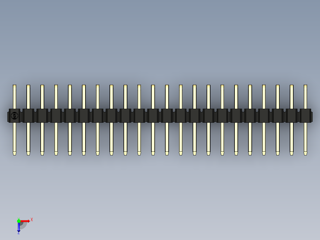 彩色公排针 100mil 2.54mm 系列-DS1022_black_2x22p_100mil_TypeD_rev1.0俯视图