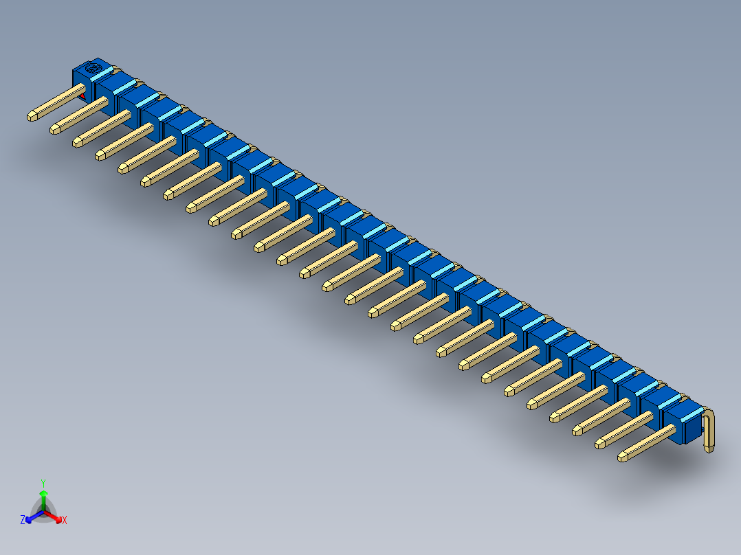彩色公排针 100mil 2.54mm 系列-DS1022_blue_1x27p_100mil_TypeD_rev1.0主视图