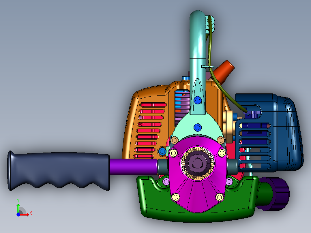 四冲程岩石汽油凿岩机冲击钻前视图