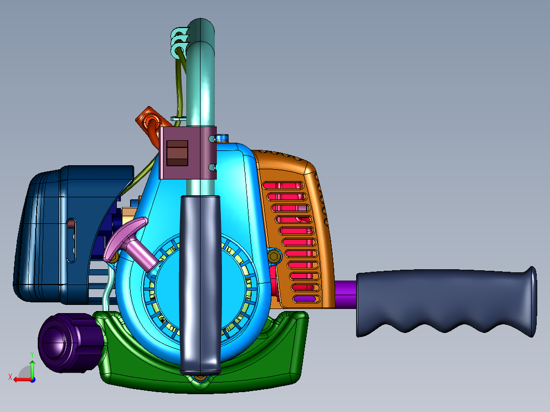 四冲程岩石汽油凿岩机冲击钻后视图