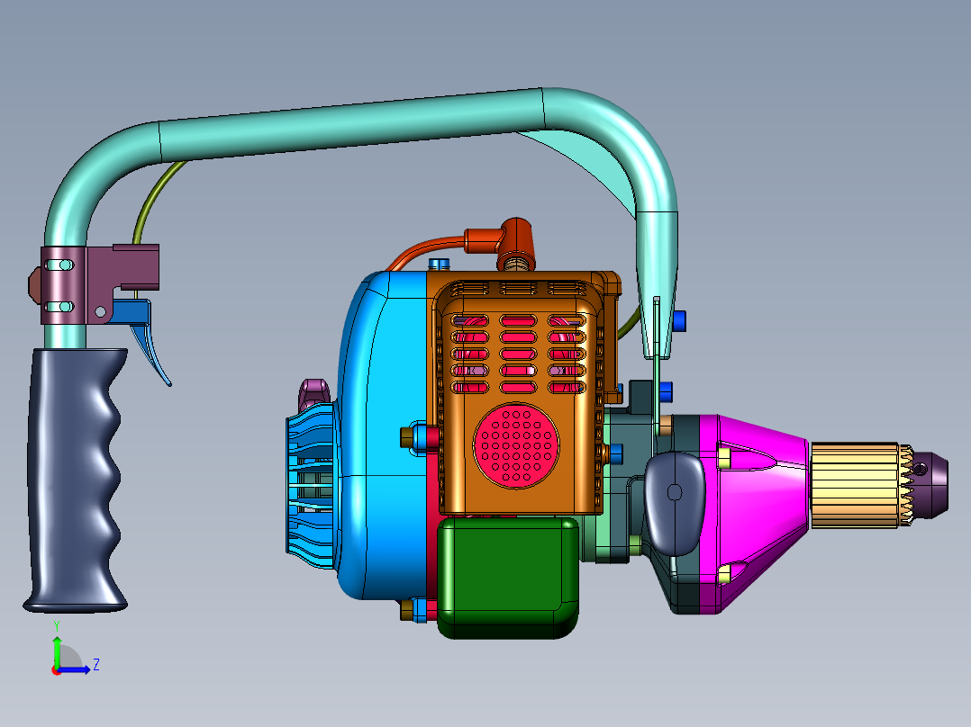四冲程岩石汽油凿岩机冲击钻左视图