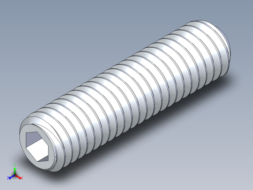 UNC 平头紧定螺钉-UNC SET SCREW 0.375 x1.500.STEP正等轴测缩略图