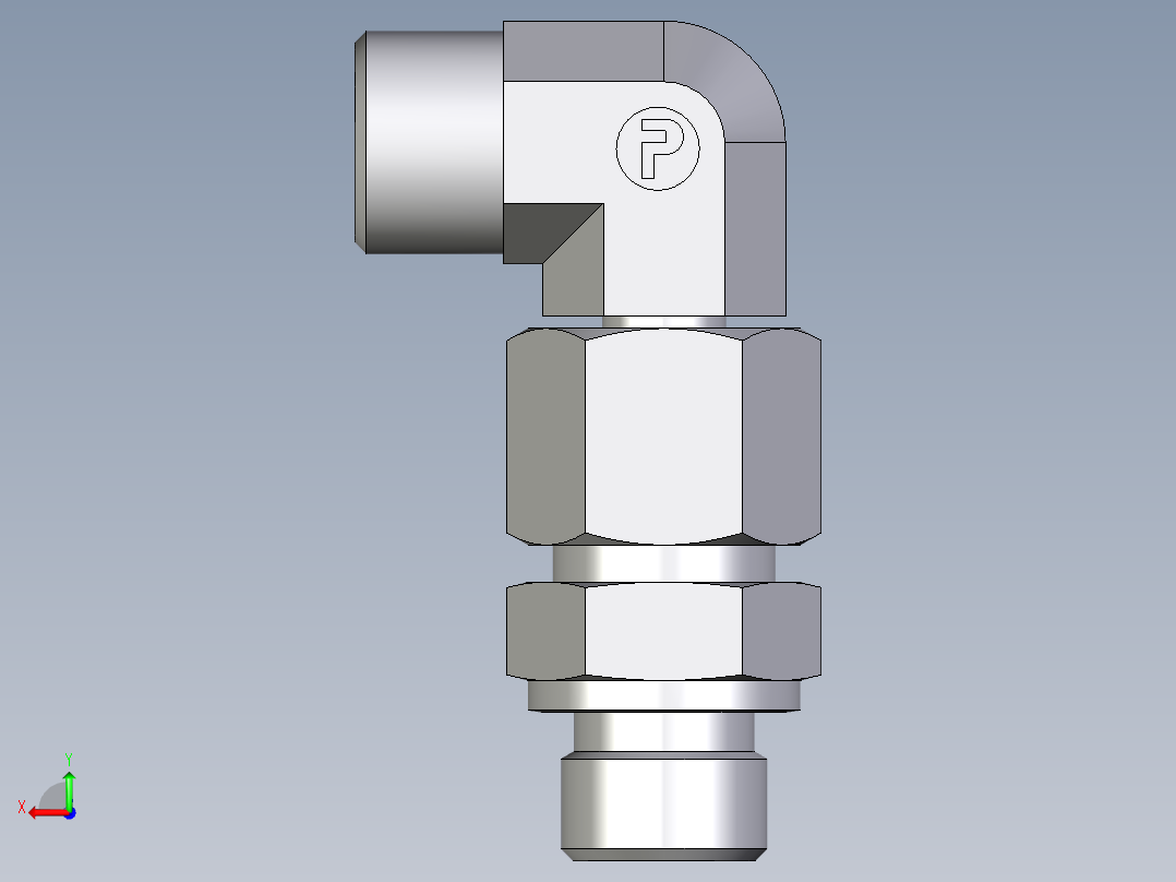 卡套式工业通用硬管接头EO_Assembled_adjustable_standpipe_elbow_EVW10SROMD71后视图