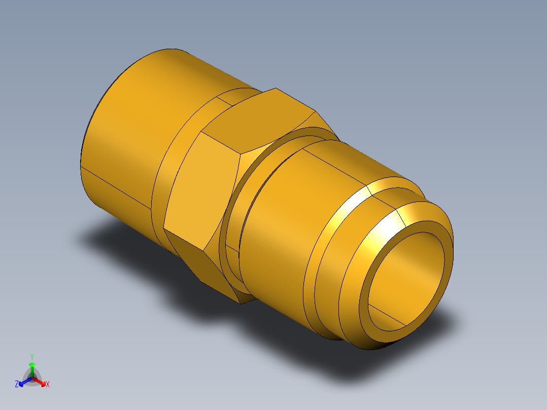扩口式工业通用硬管接头Male Connector 48F-12-12正等轴测图
