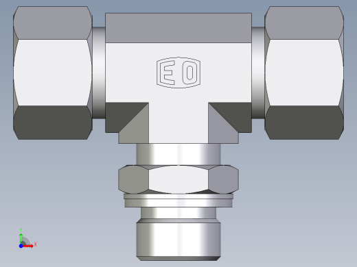 卡套式工业通用硬管接头EO_Adjustable_locknut_branch_tee_TEE16ZSMCF前视缩略图