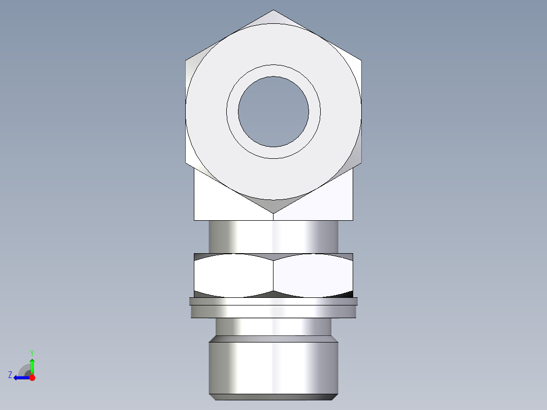 卡套式工业通用硬管接头EO_Adjustable_locknut_branch_tee_TEE16ZSMCF右视图