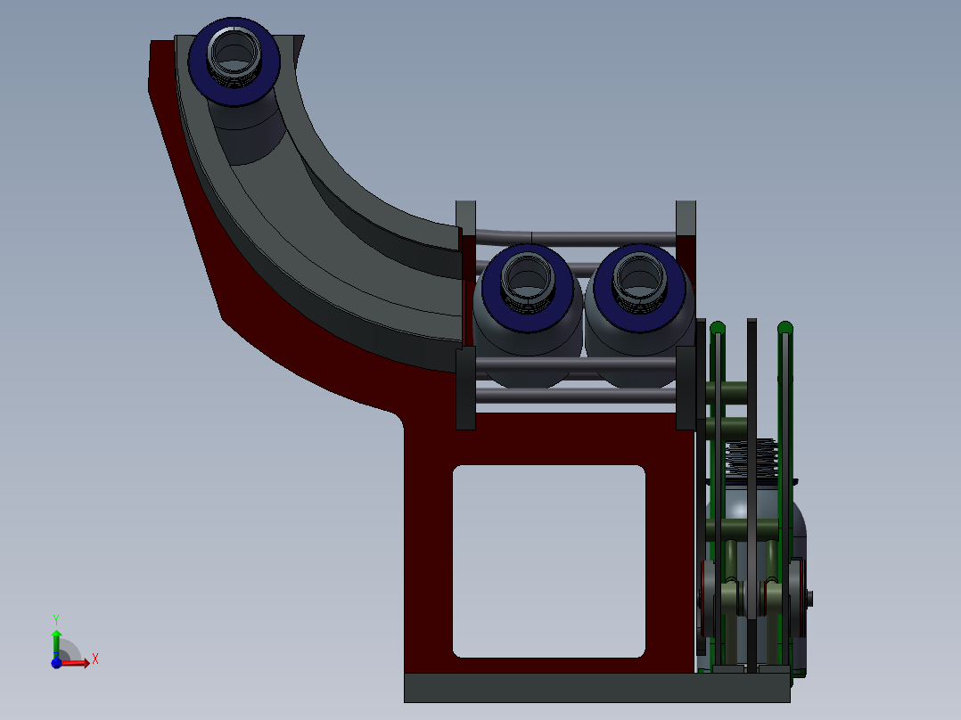 饮料瓶传送装置前视图