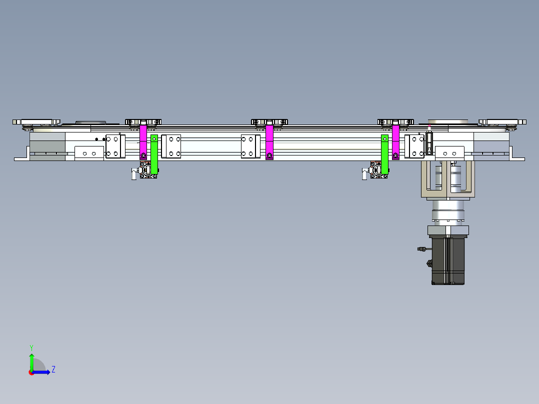 矩形环形导轨循环输送线 自动化流水生产传送线左视图