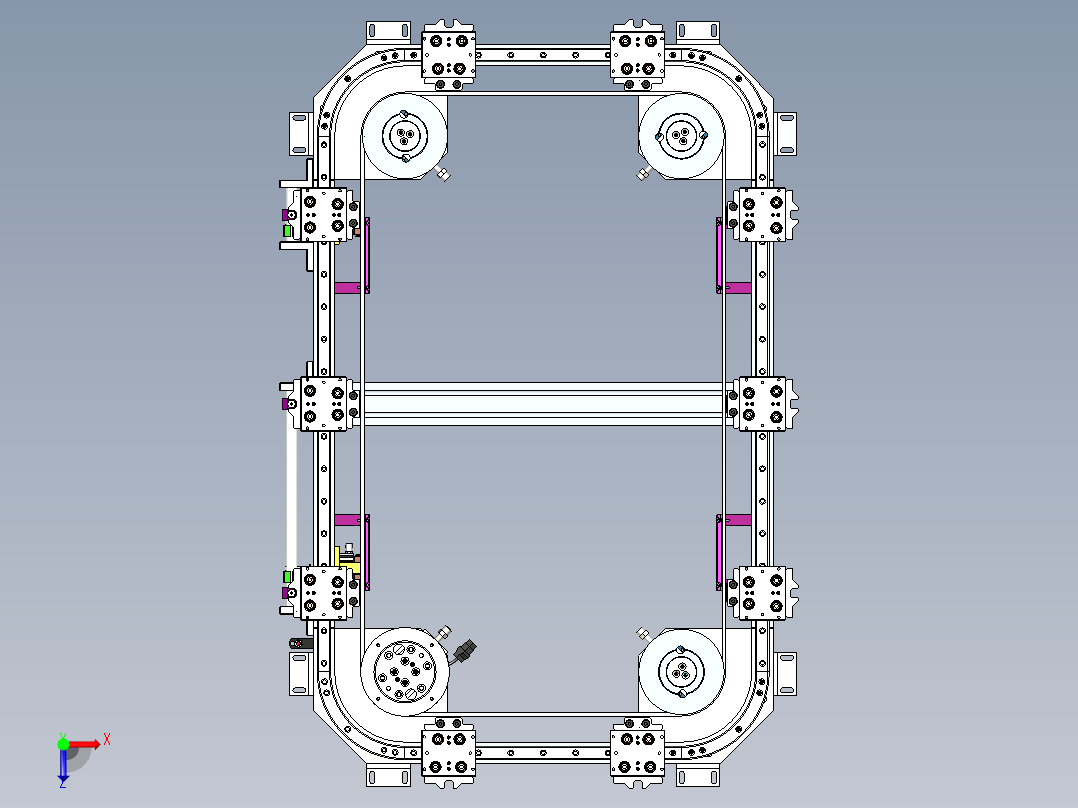 矩形环形导轨循环输送线 自动化流水生产传送线俯视图