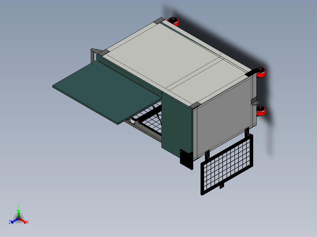 B2004057-移动工作台手推车正等轴测图