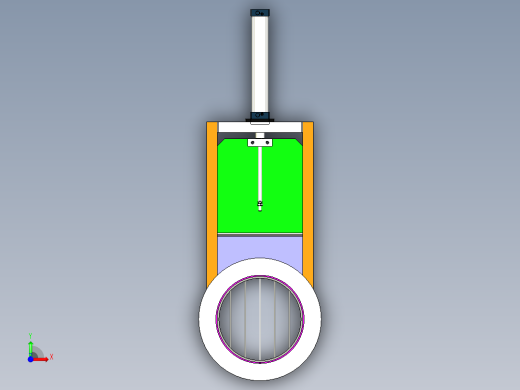 DN350气动插板阀三维模型图前视缩略图