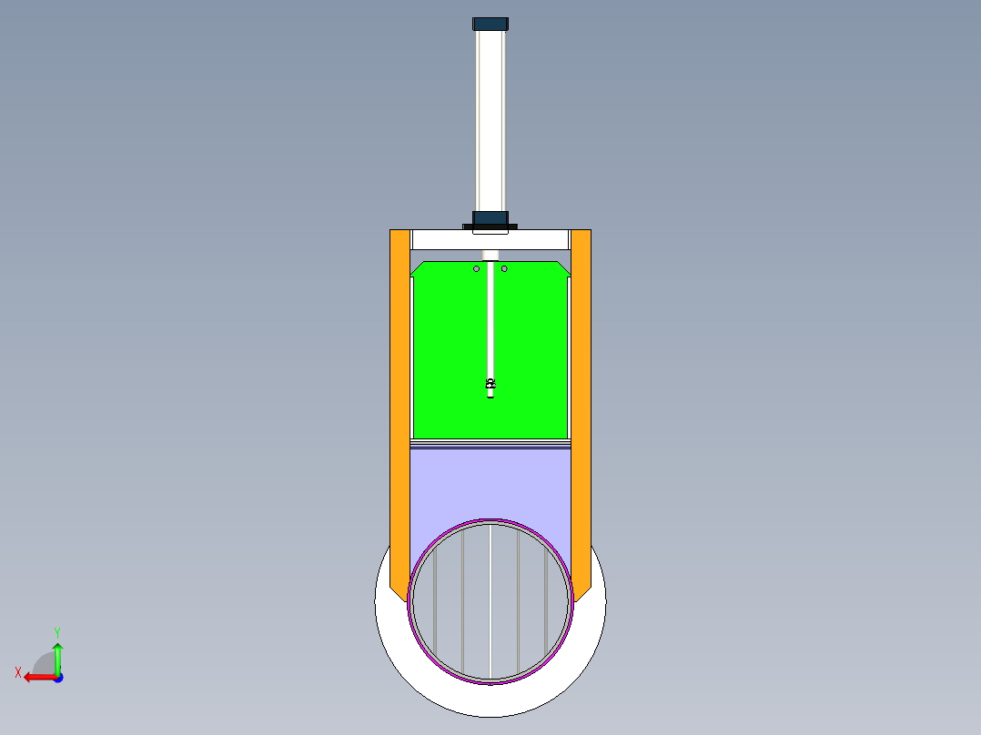 DN350气动插板阀三维模型图后视图