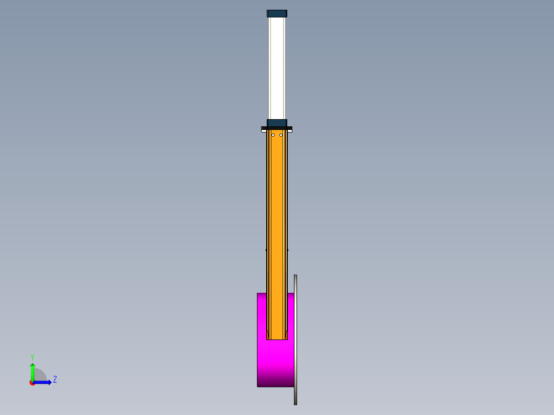 DN350气动插板阀三维模型图左视图