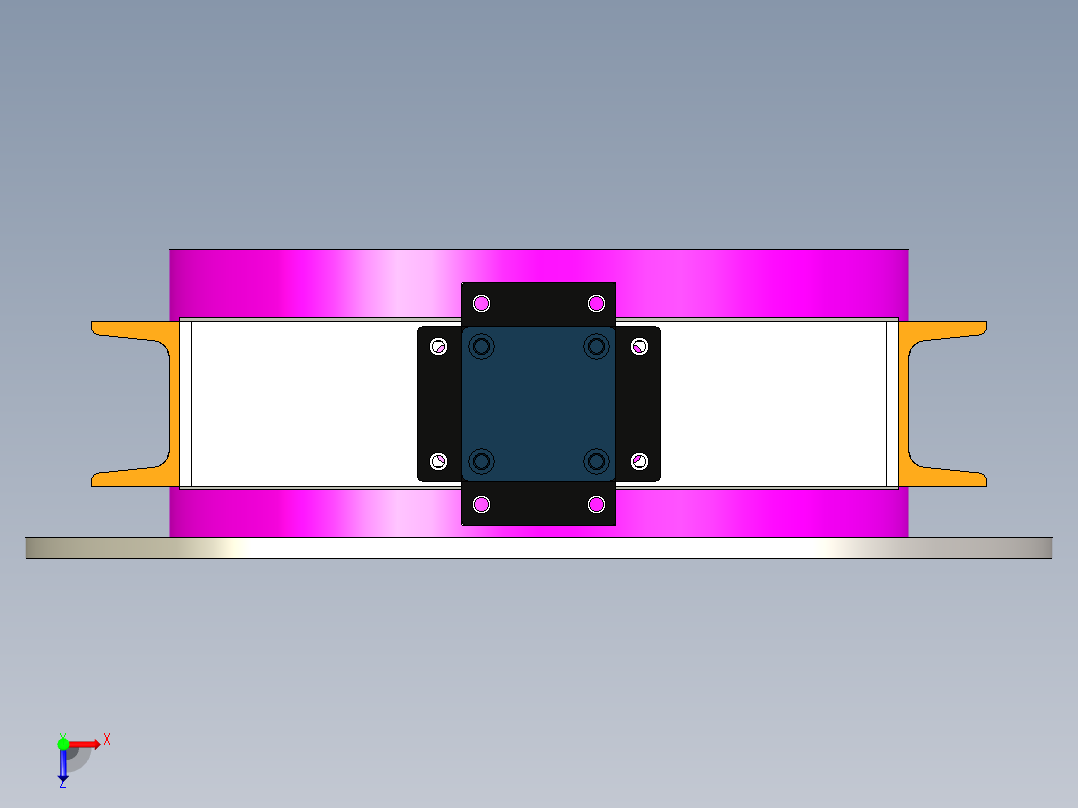 DN350气动插板阀三维模型图俯视图