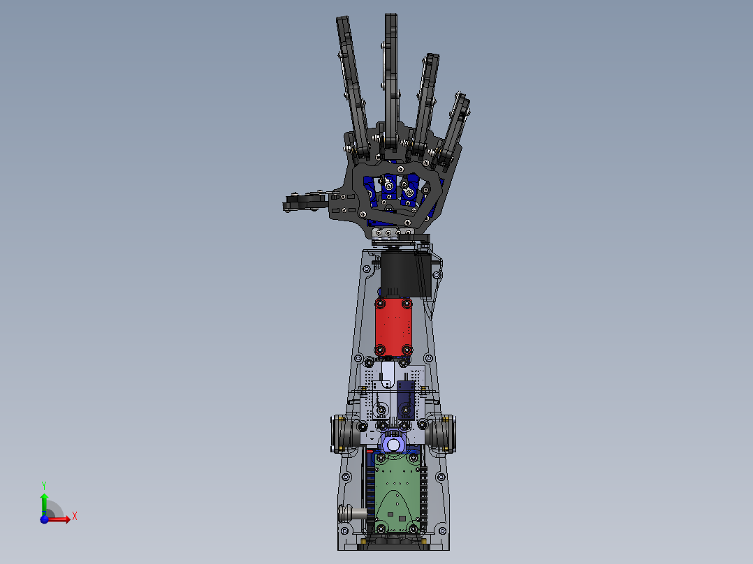 基于ESP32的上肢假肢手（6 自由度机械手臂）3D图纸 Solidworks设计 附STEP前视图