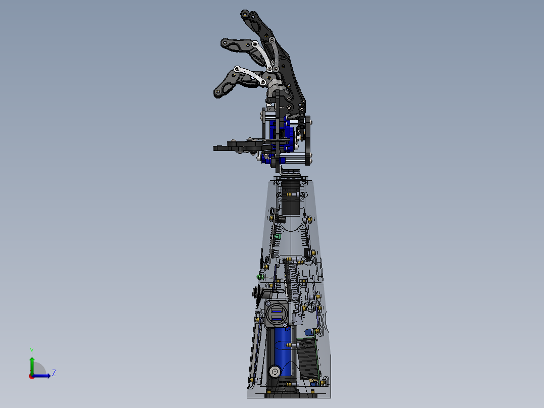 基于ESP32的上肢假肢手（6 自由度机械手臂）3D图纸 Solidworks设计 附STEP左视图