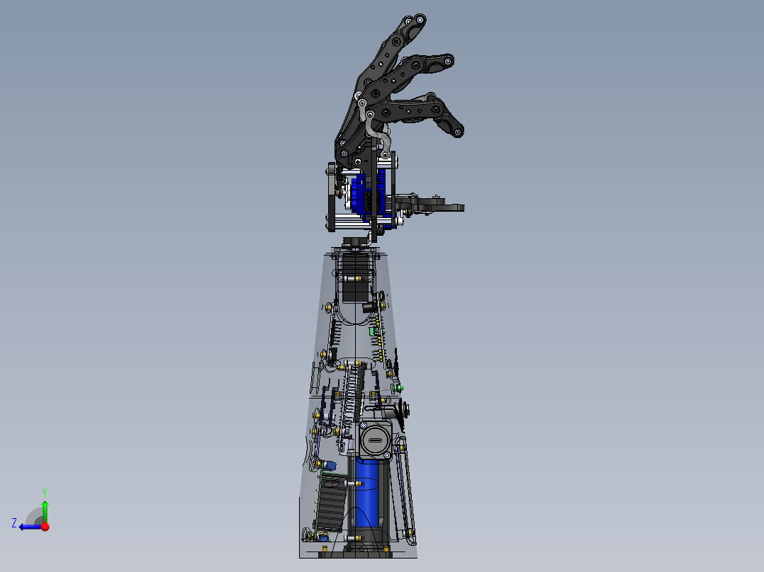 基于ESP32的上肢假肢手（6 自由度机械手臂）3D图纸 Solidworks设计 附STEP右视图