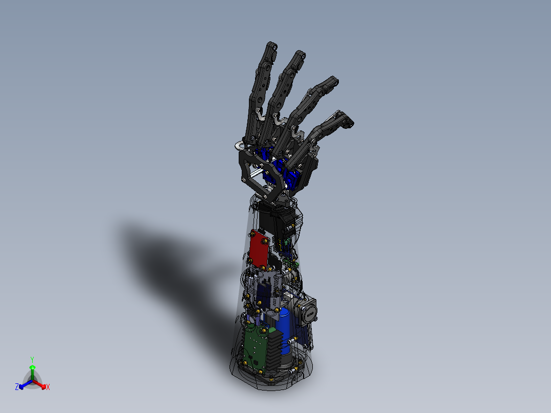 基于ESP32的上肢假肢手（6 自由度机械手臂）3D图纸 Solidworks设计 附STEP正等轴测图