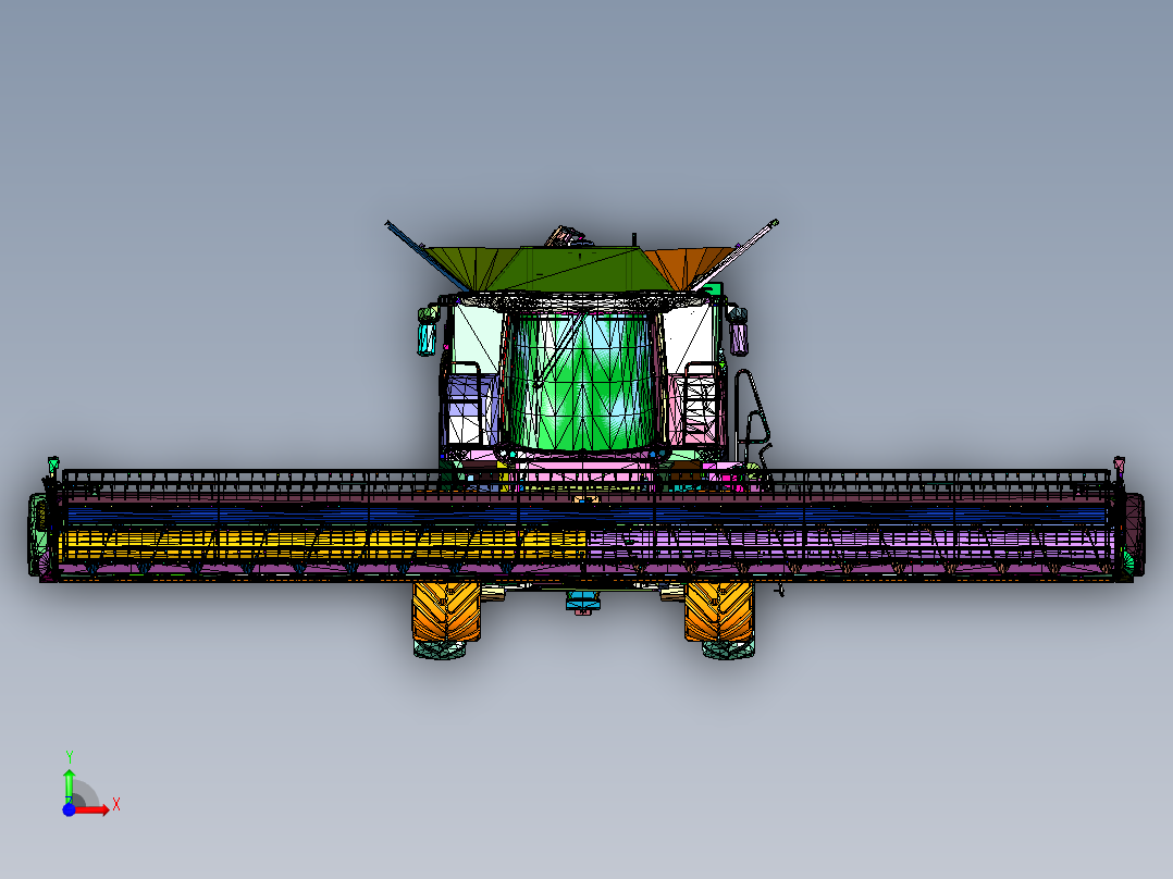驾驶室农业收割机前视图