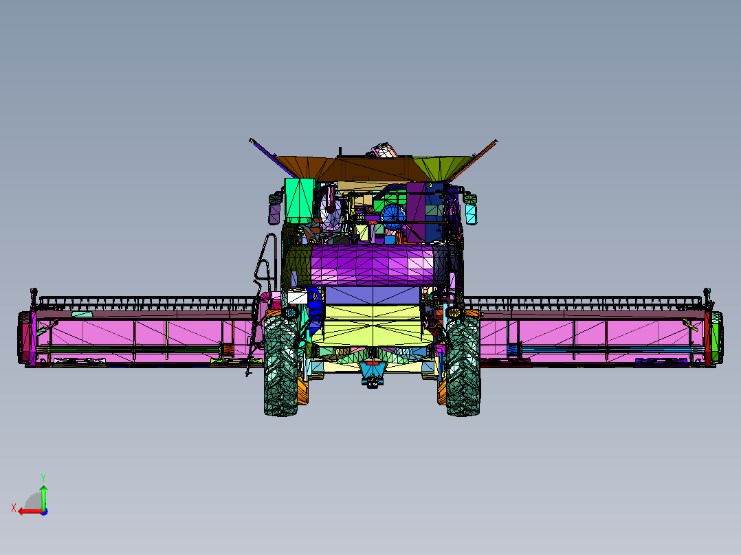 驾驶室农业收割机后视图