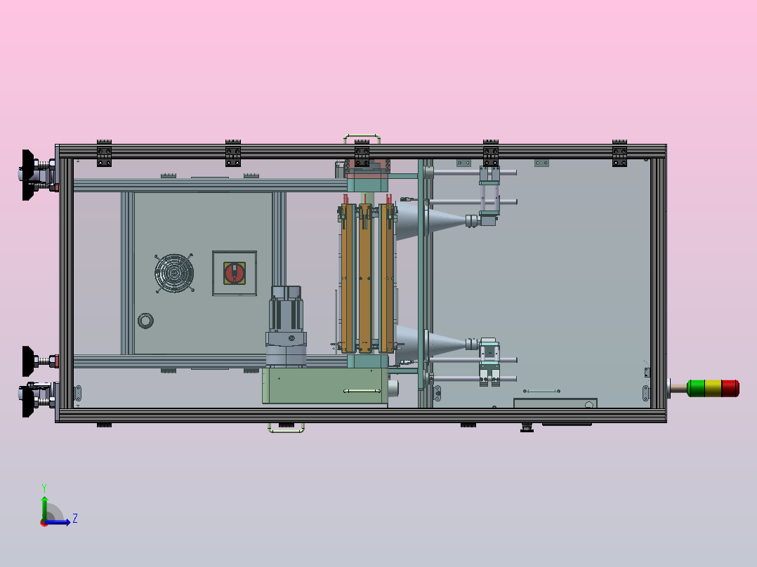 链轮载具输送线，治具附有拉伸与压缩脱料功能左视图