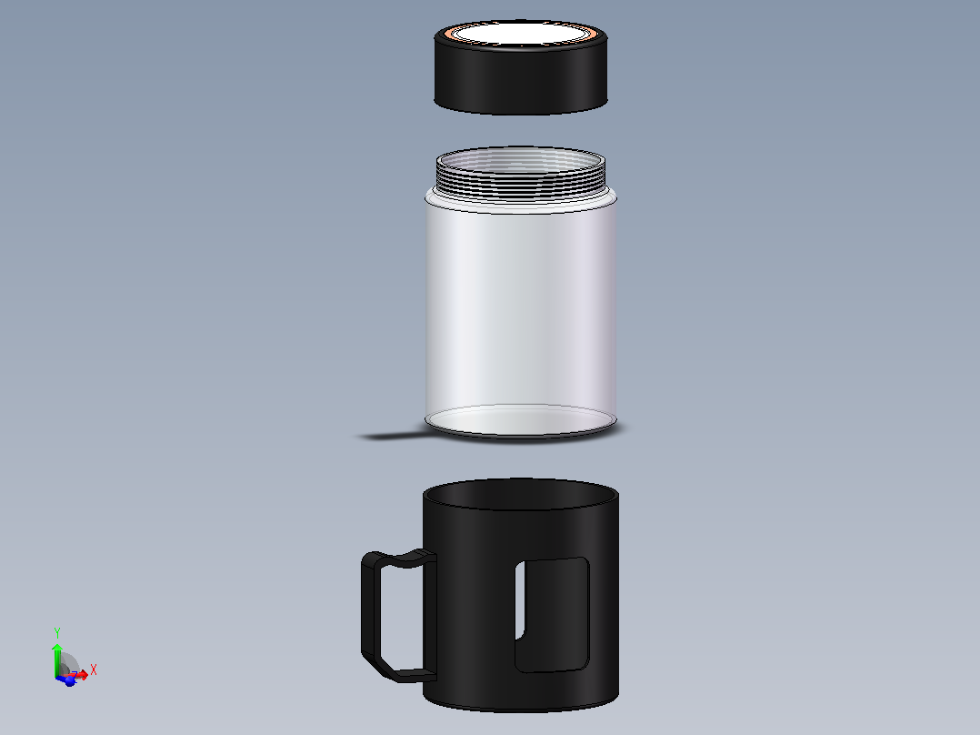 带塑料护套的茶杯主视图