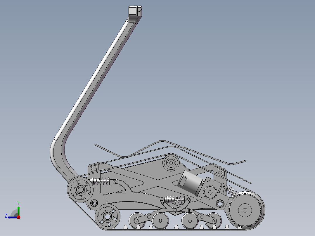 仿DTV Shredder载人履带小坦克车3D图纸 三维模型 SW图纸右视图