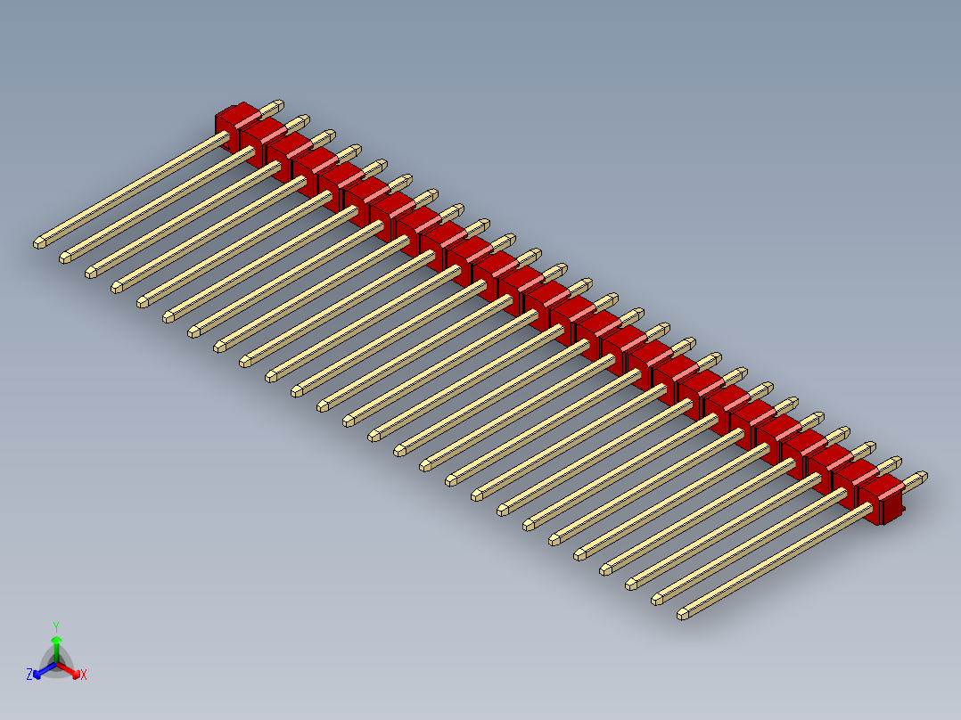 彩色公头100mil（2.54mm）系列-DS1021_red_1x26p_100mil_Type19_rev1.0主视图