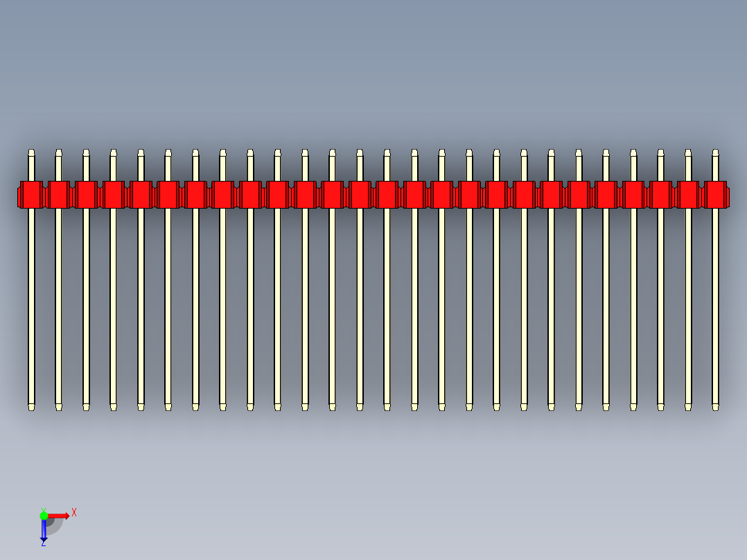 彩色公头100mil（2.54mm）系列-DS1021_red_1x26p_100mil_Type19_rev1.0俯视图