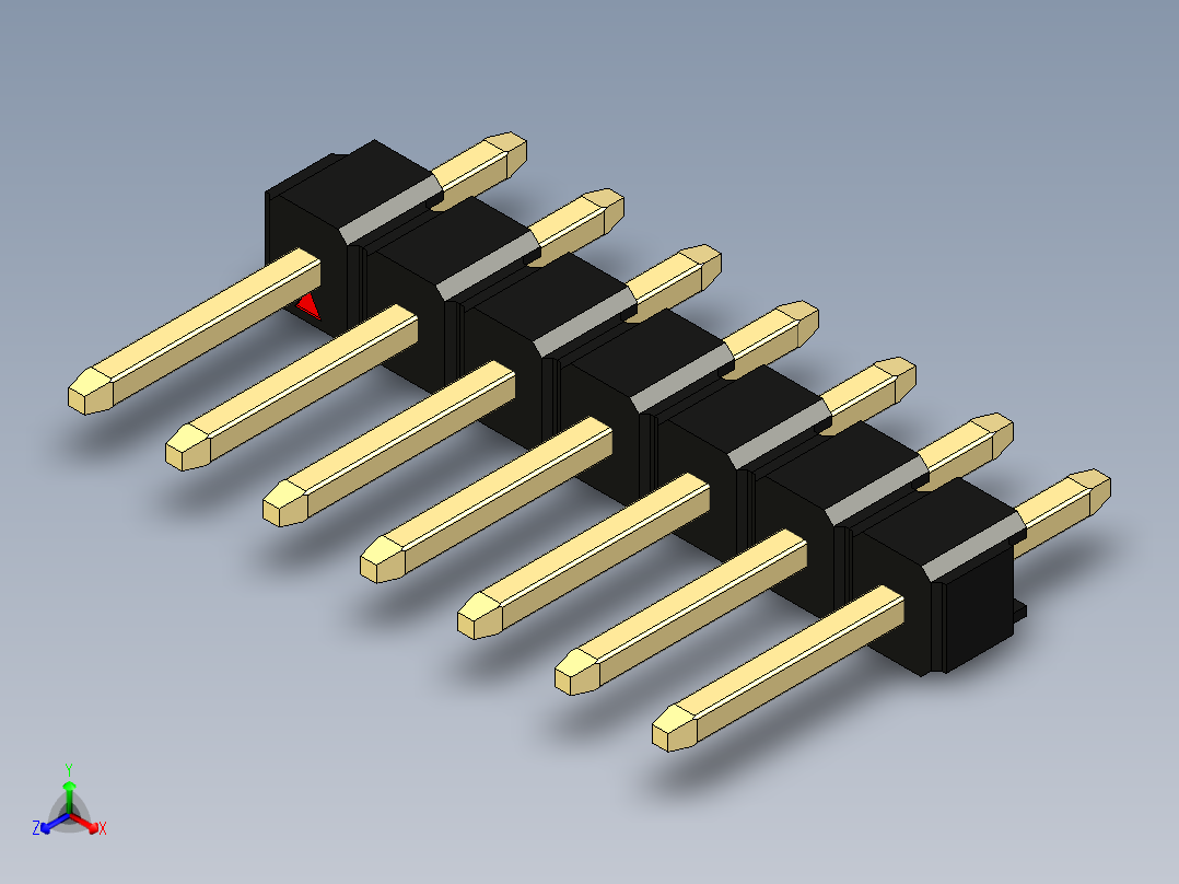彩色公头100mil（2.54mm）系列-DS1021_black_1x07p_100mil_Type1_rev1.0主视图