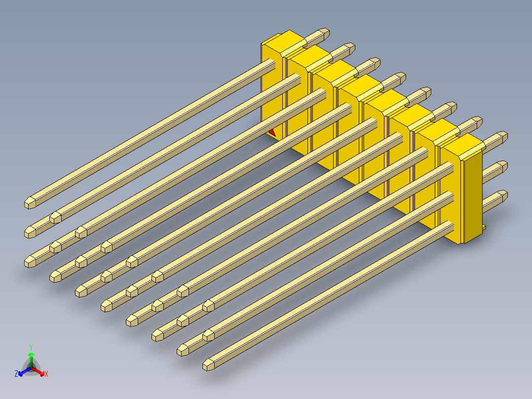 彩色公头100mil（2.54mm）系列-DS1021_yellow_3x08p_100mil_Type43_rev1.0主视图