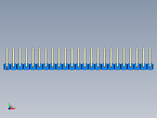 彩色公排针 100mil 2.54mm 系列-DS1022_blue_23p_100mil_TypeU_rev1.0前视缩略图