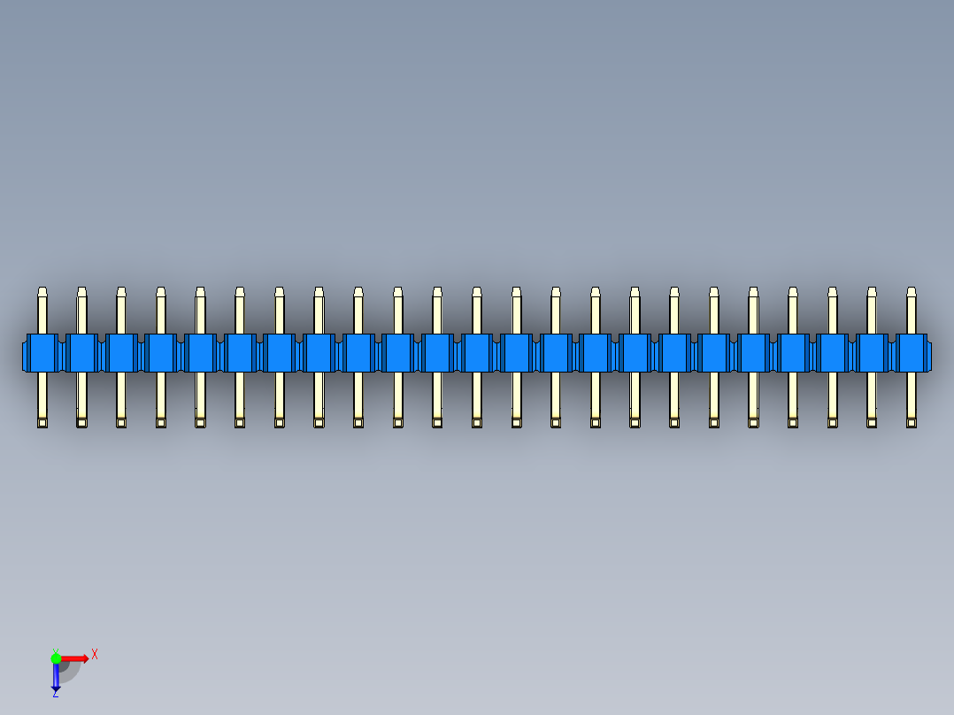 彩色公排针 100mil 2.54mm 系列-DS1022_blue_23p_100mil_TypeU_rev1.0俯视图