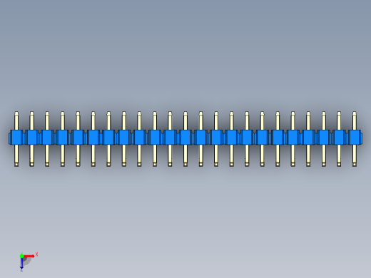彩色公排针 100mil 2.54mm 系列-DS1022_blue_23p_100mil_TypeU_rev1.0俯视缩略图