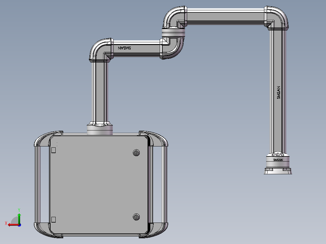 向下旋转底座+转角++转角中间连接器+箱体连接器+控制箱后视图