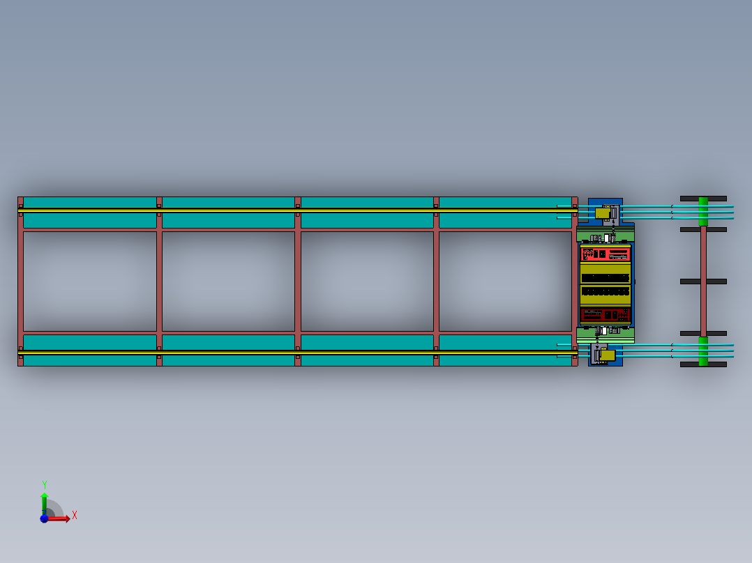 双头双位自动化剥线生产线前视图