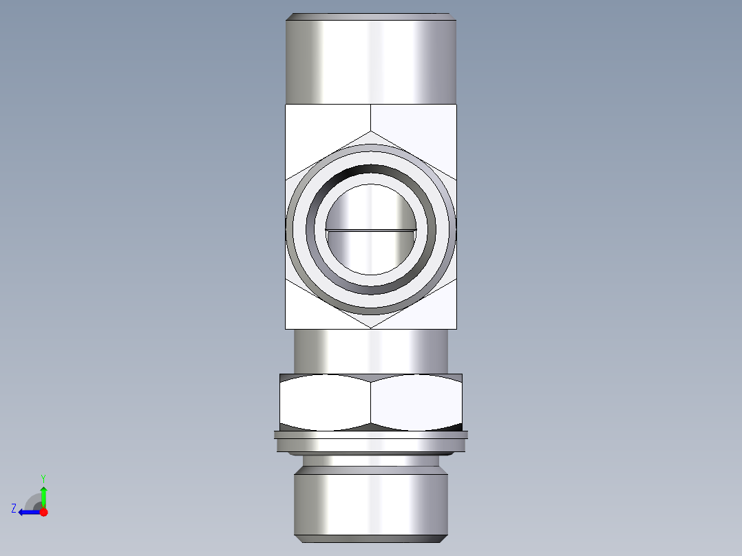卡套式工业通用硬管接头EO_Adjustable_locknut_run_tee_LEE20SMOMDCF右视图