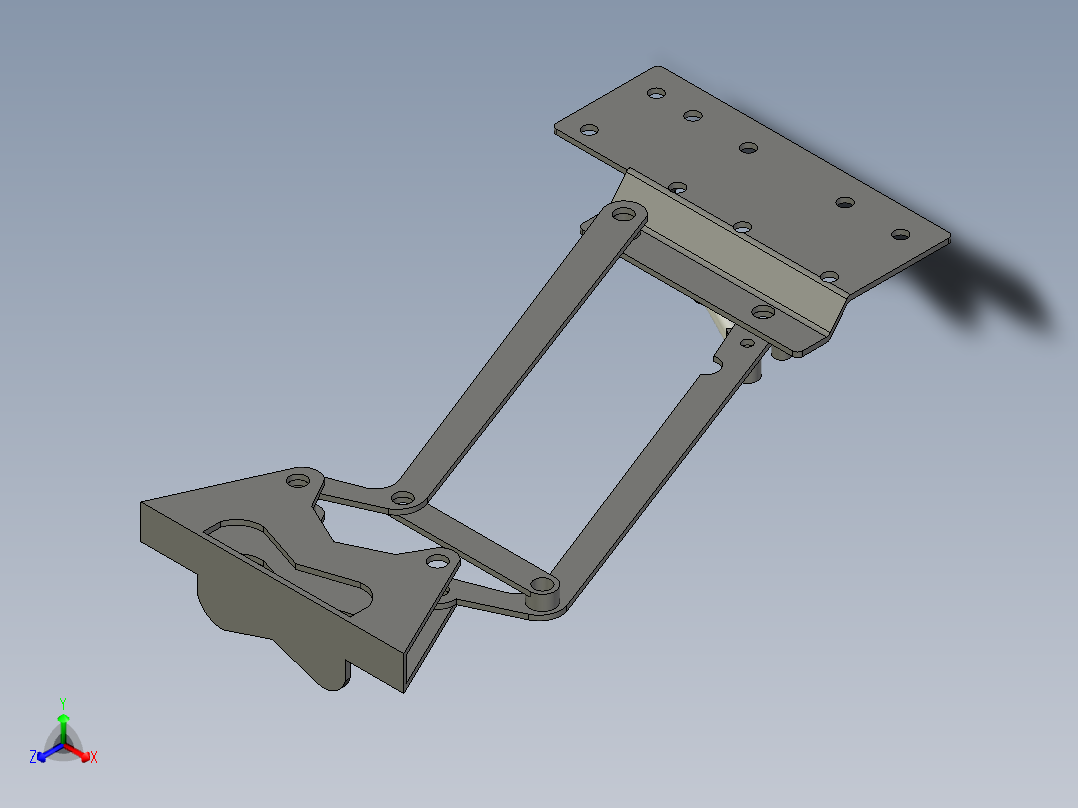 气动柔软折叠咖啡桌提升机构正等轴测图