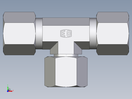 卡套式工业通用硬管接头EO_Swivel_nut_branch_tee_ET08SCF前视缩略图